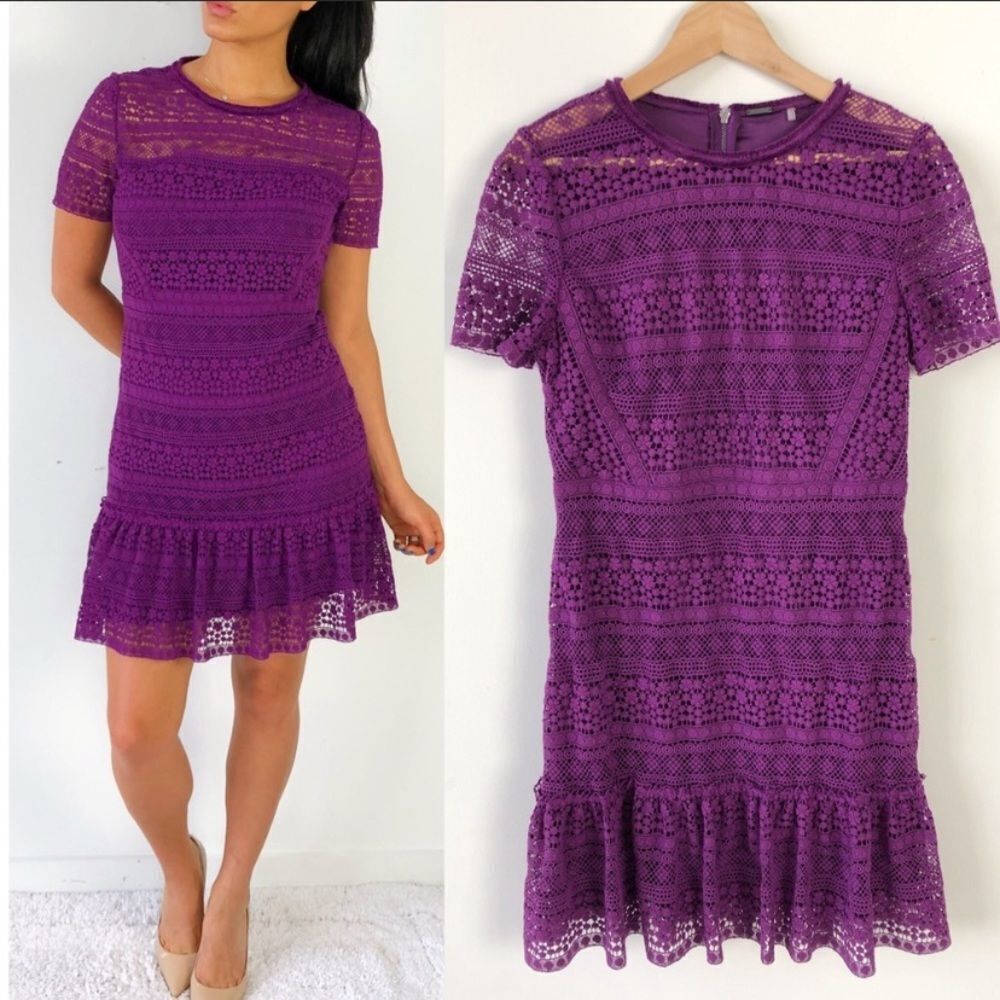 Elie Tahari purple lace jacey dress‎ size 4